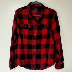 George Red and Black Plaid Casual Button Down Shirt